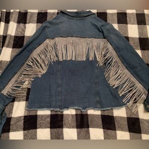 NWT Jean Jacket with Fringe